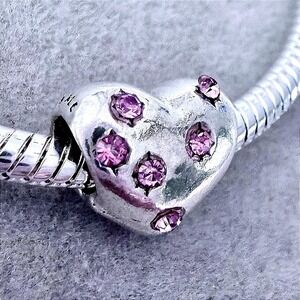 Heart Charm Silver Pink Dream Is A Wish Your Heart Makes fits PANDORA